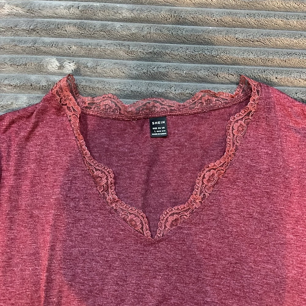 Women's Pink Lace Trim Top - Picture 2 of 2